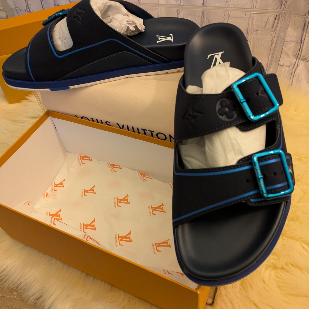 Louis Vuitton Black and Blue Sandals